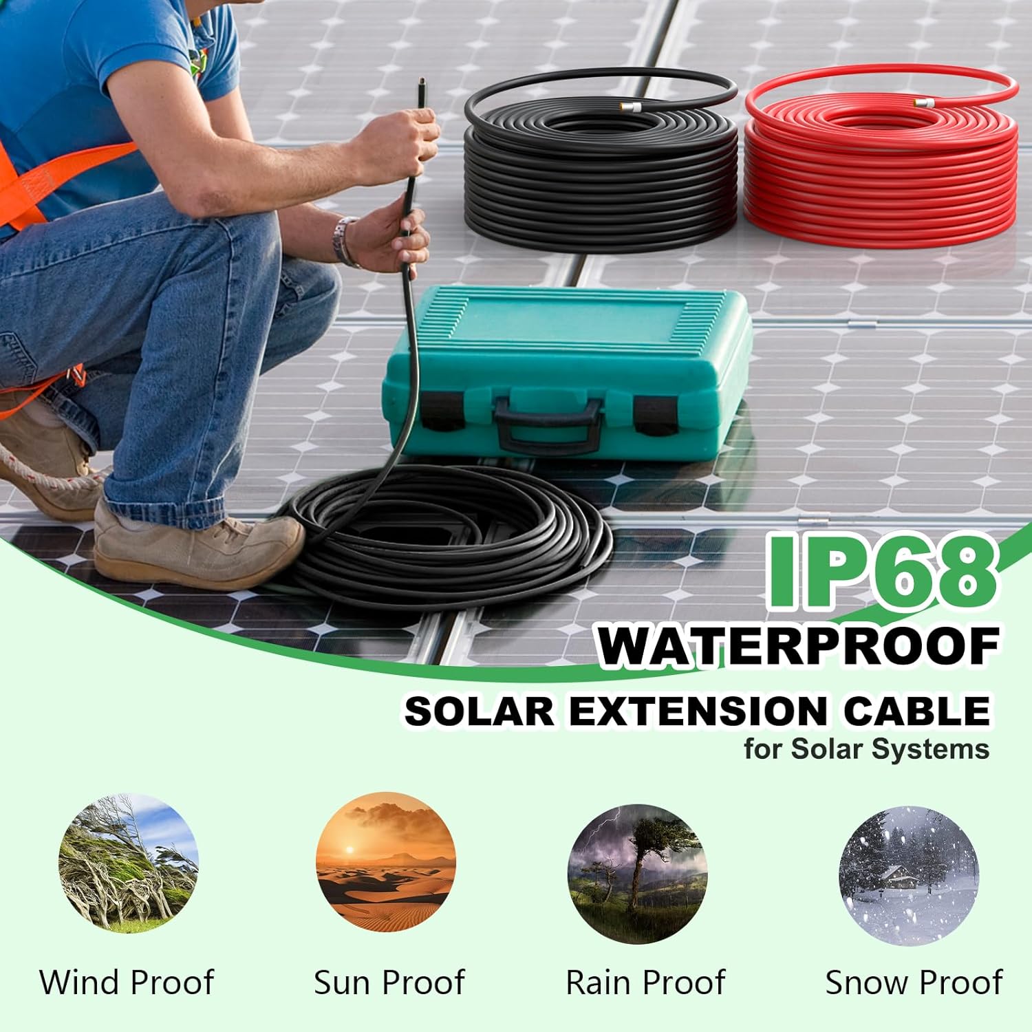Vansdon 2x100FT Solar Wire 10AWG, Solar Panel Cable Tinned Copper PV Wire for Outdoor Camping RV Solar Panels Inverter Automotive Boat Marine - Image 6