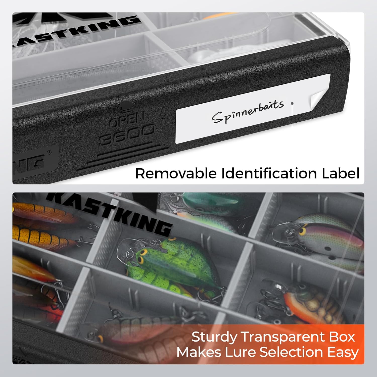 KastKing HyperSeal Waterproof Tackle Box, 3600 and 3700 Tackle Trays, Fishing Tackle Box Organizer with Removable Dividers, Lure Box and Terminal Tackle Storage,Black - Image 6