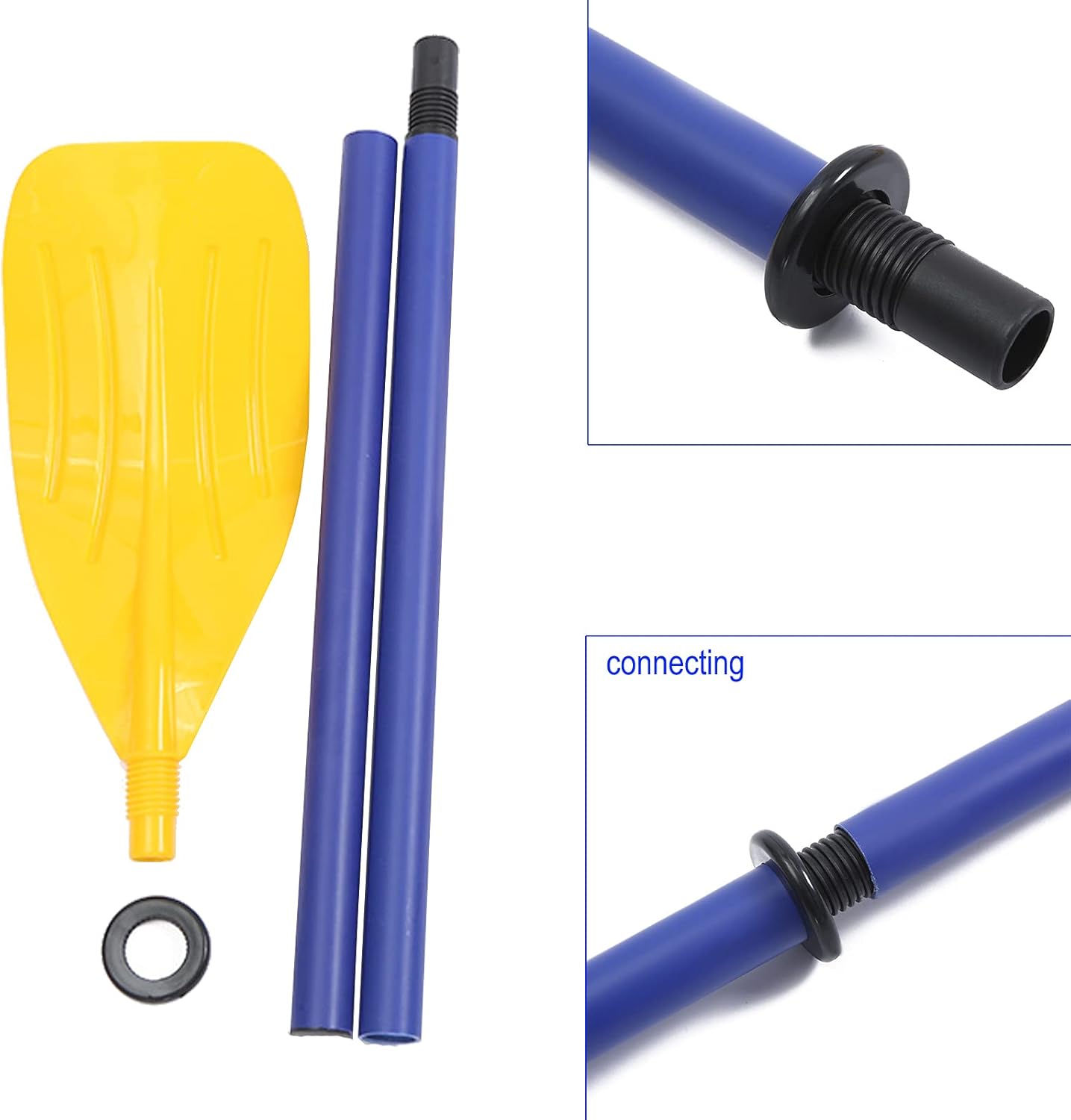 Inflatable Boat Oars Kid Size, 1 Pair PVC Kayak Paddles - Detachable Canoe Paddle, Adjustable Lightweight Ribbed French Oar Set for Kids & Beginners - Image 3