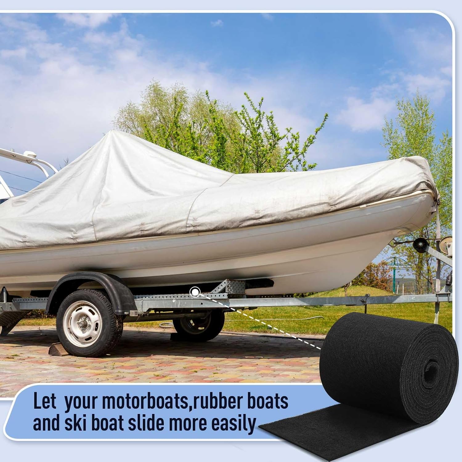 Timgle Boat Trailer Bunk Carpet, Marine Grade Carpet 8/10/12/16/20/24 Inch for Pontoon, Trailer Bunk, Padding, Guides Accessories Replacement, Runner for Outdoor(Black,10 in X 16 ft,8mm Thick) - Image 6