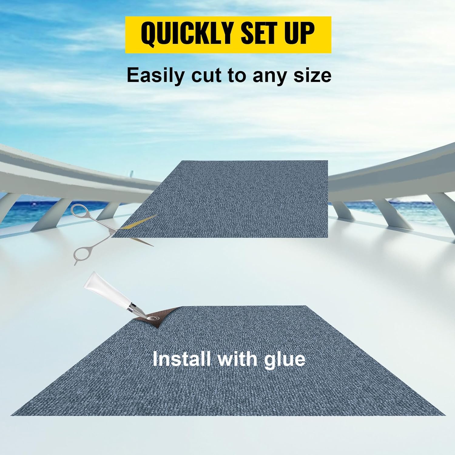 Happybuy 6 ft x 13 ft Grey Marine Carpet for Boats Waterproof - 0.18" Thick Indoor Outdoor Rug Carpet Roll for Home Patio Porch Deck - Image 6