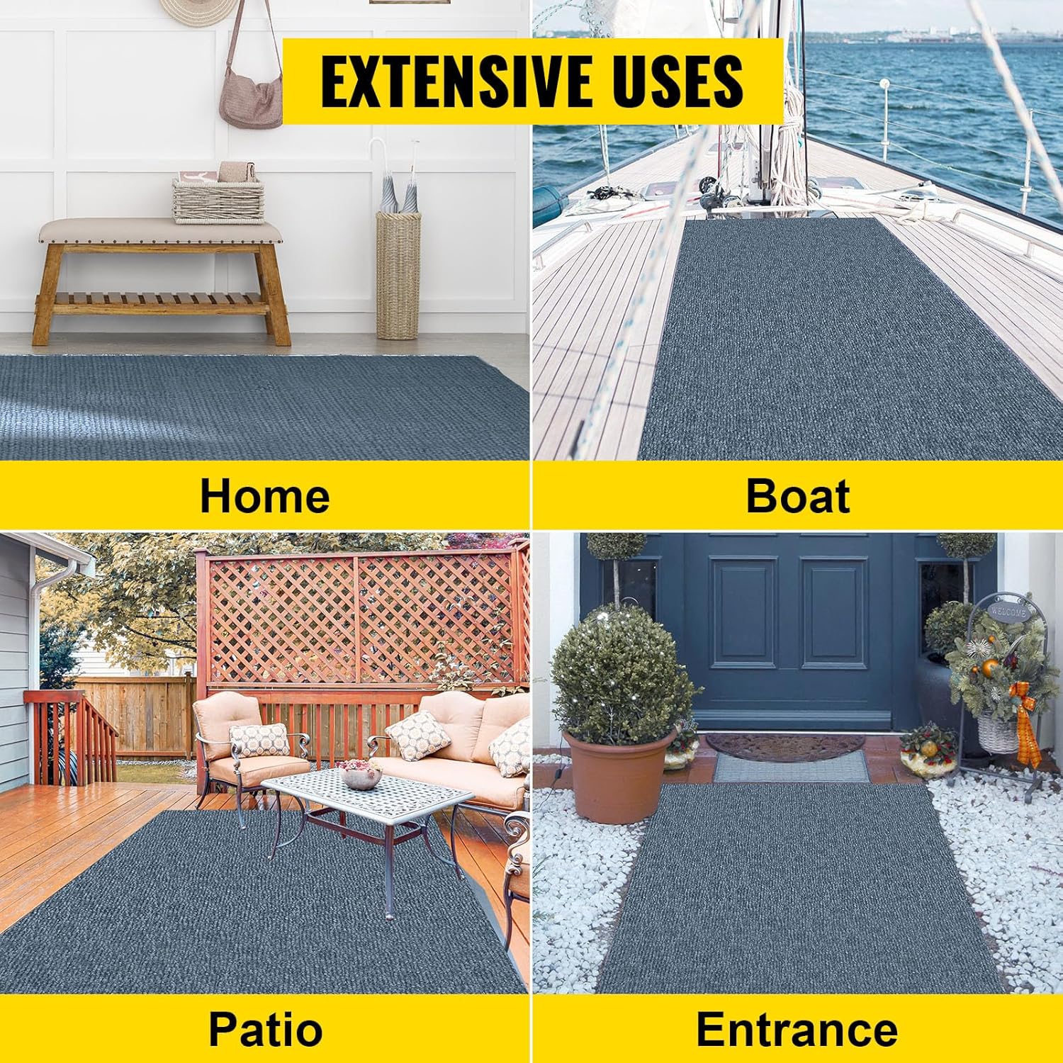 Happybuy 6 ft x 13 ft Grey Marine Carpet for Boats Waterproof - 0.18" Thick Indoor Outdoor Rug Carpet Roll for Home Patio Porch Deck - Image 8