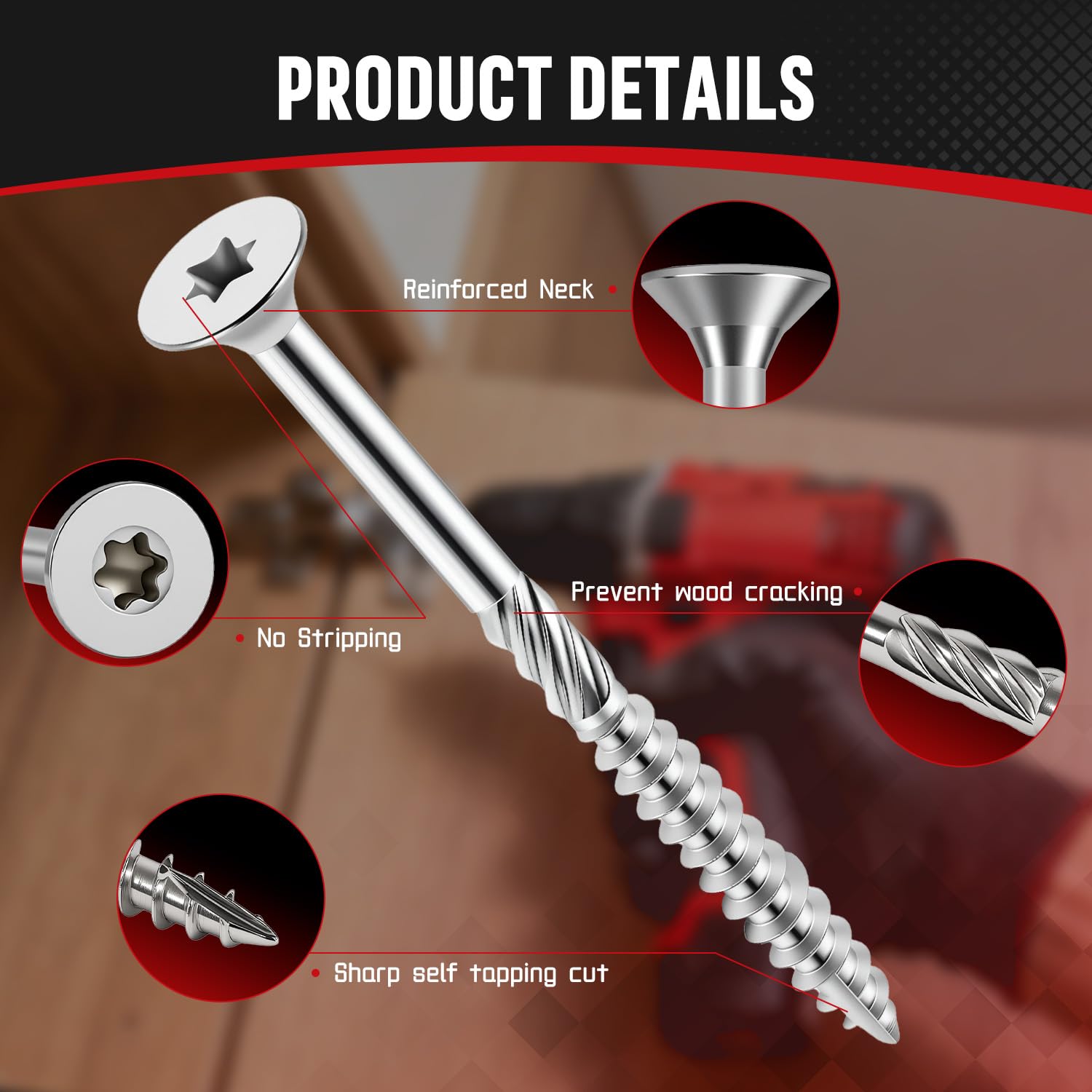 #10x2 Inch 304 Stainless Steel Deck Screws 500 PCS - Corrosion-Resistant Outdoor Wood Fasteners for Fences, Decks, Wood Project - T25 Star Drive Bit - Image 3