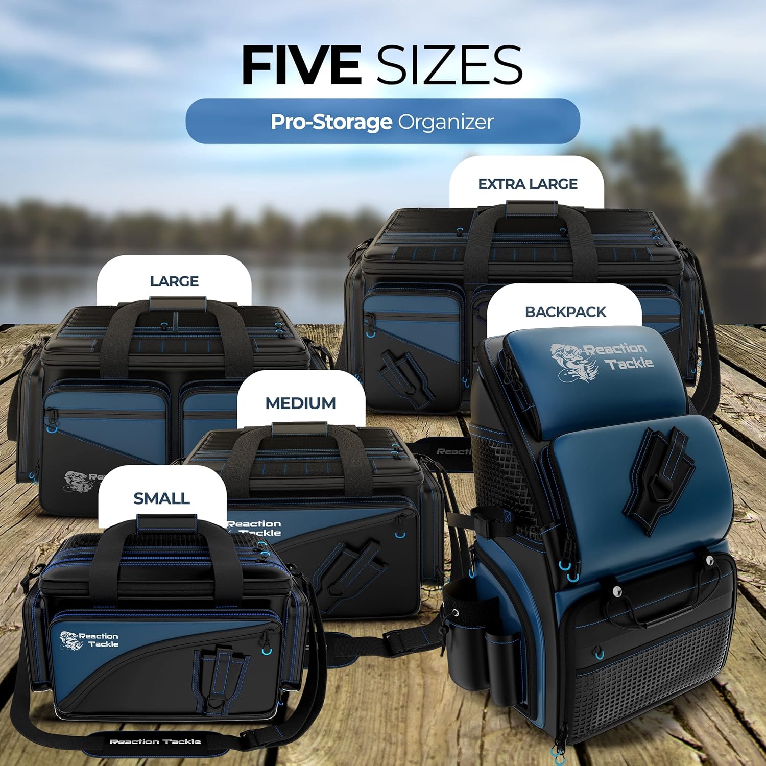 Reaction Tackle Saltwater Fishing Tackle Bags, Water Resistant 1000D PVC Tackle Box Bag with Removable Dividers, Fits 3600 and 3700 Trays, Large - Image 3