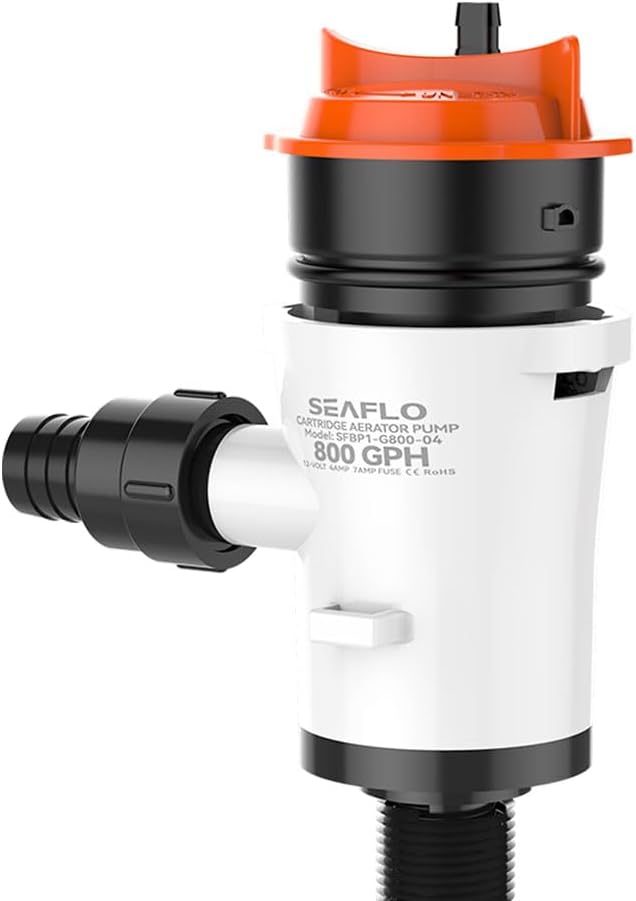 SEAFLO 04 Series 800 GPH Baitwell/Livewell Aerator Pump with Straight Intake, 12V DC, Saltwater/Freshwater, Replaceable Cartridge Motor, ¾" NPT Outlet, CE & Rohs Certified – 4-Year Warranty! - Image 4