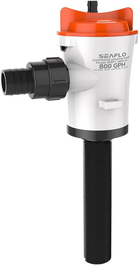 SEAFLO 04 Series 800 GPH Baitwell/Livewell Aerator Pump with Straight Intake, 12V DC, Saltwater/Freshwater, Replaceable Cartridge Motor, ¾" NPT Outlet, CE & Rohs Certified – 4-Year Warranty! - Image 3