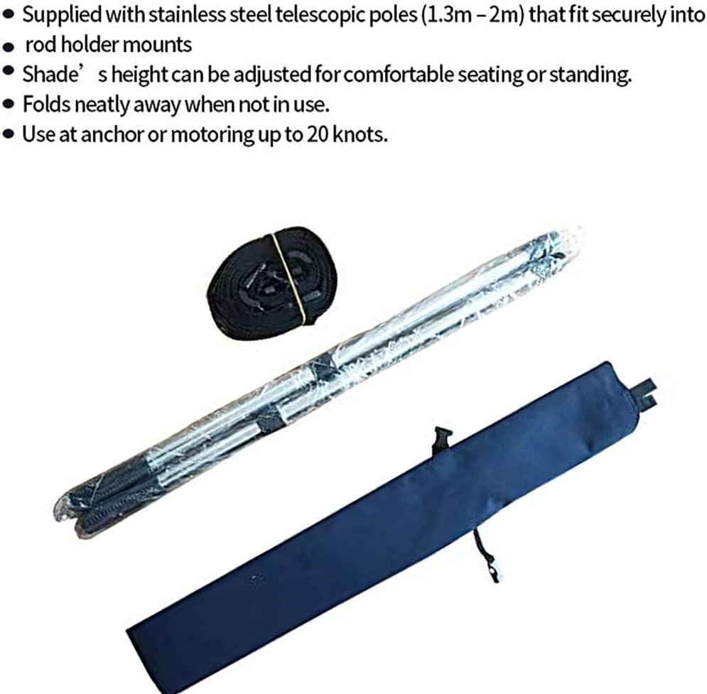 Boat T-Top Sun Shade Kit Boat Canopy, Boat Cover with Stainless Steel Telescopic Rod Foldable, High-Tech Polyester Fiber, Anti-Ultraviolet Dark Blue(70"×59"×47") - Image 4