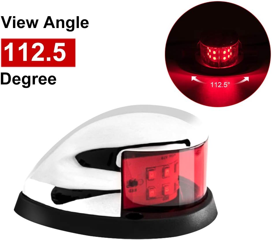 Boat Navigation Light Red and Green LED Marine Navigation Boat Bow Light for Pontoon and Small Boat (Silver) - Image 2
