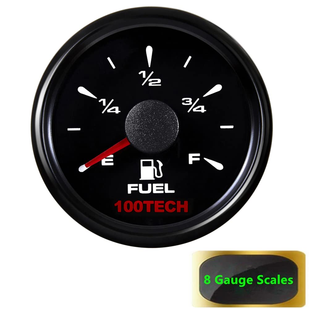 100TECH Boat Fuel Gauge Marine Fuel Gauge for Boat RV Yacht Car Truck, Motorcycle, Automotive Replacement Fuel Gauges, 5 Signals Adjustable 240-33ohm 0-190ohm 240-30ohm 0-180ohm 10-180ohm(All Black) - Image 4