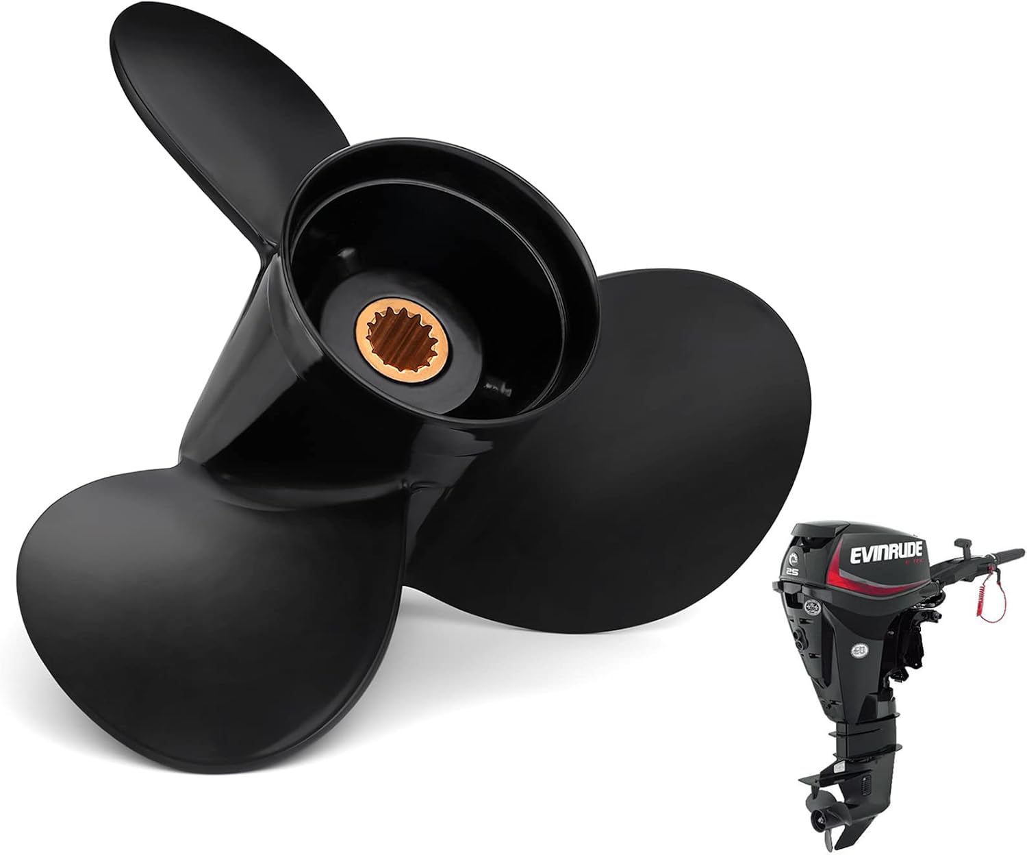 OEM Upgrade Aluminum Boat Propeller Fit BRP Johnson Evinrude OMC Stern Drive 15-35 HP OEM#765049 763486 765050 778863 20 25 30 35 HP 14 Spline Tooth RH - Image 2