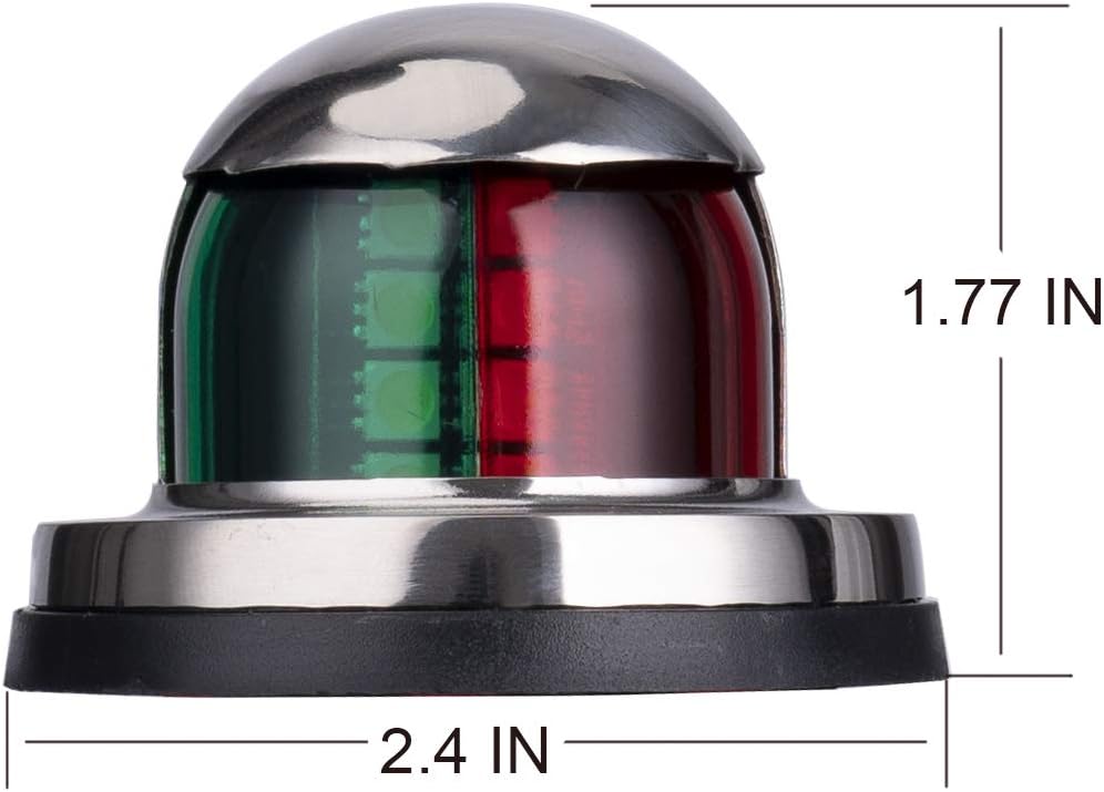 Stainless Steel LED Boat Navigation Lights, Waterproof Marine Navigation Lamp Marine Bow Lights with Red and Green LED for Boat Pontoon Yacht Skeeter,12V - Image 2