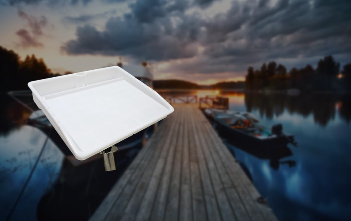 Pactrade Marine Bait Cutting Board for Boat - Adjustable Fish Cleaning Filet Table with Compartments, Knife Slots, and Engraved Fish Scale | Easy to Transport & Store (Rod Holder Mount) White - Image 4