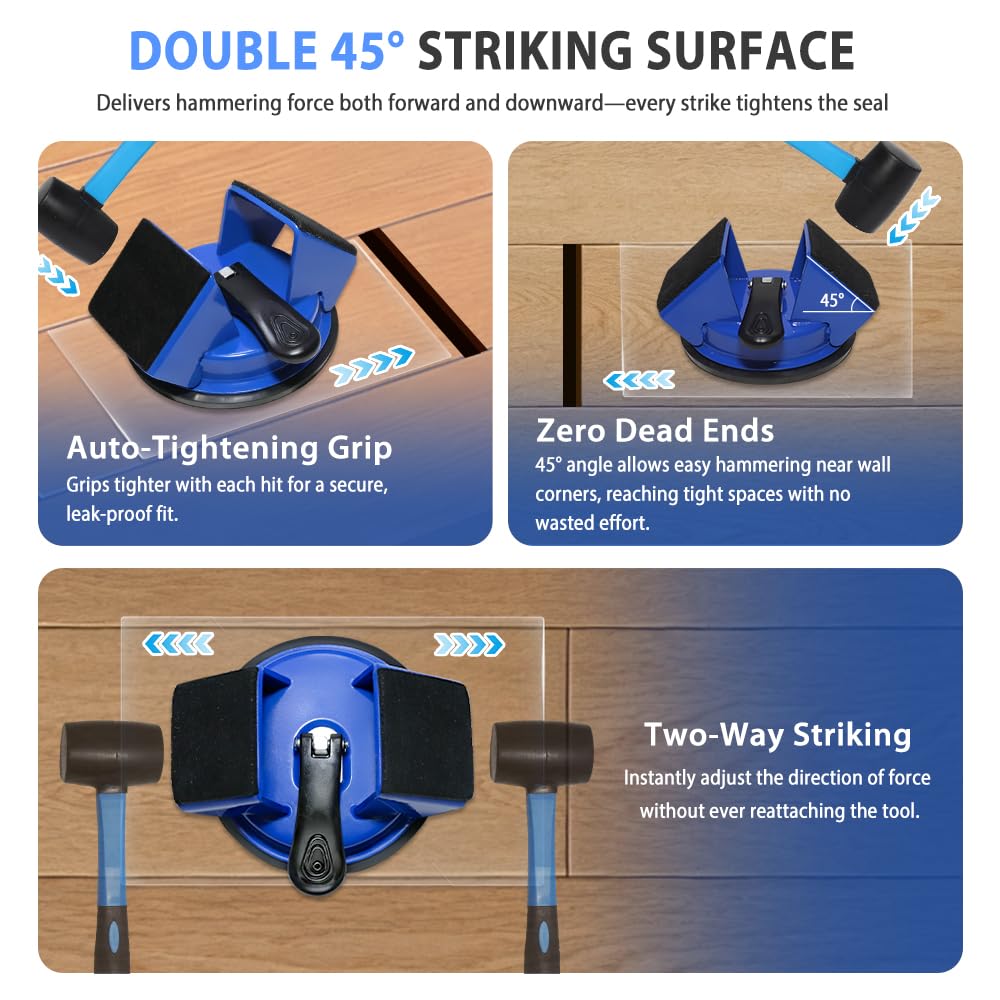 Heavy Duty Floor Gap Fixer Tool – Professional Flooring Repair with 45° Striking Surface, Enhanced Suction Cup & 5 Extra Sticky Pads for Laminate, Vinyl, Wood - Image 3
