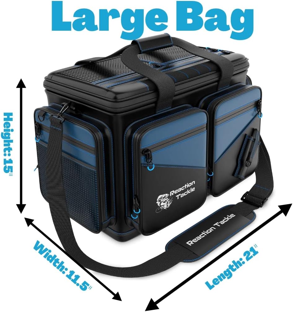 Reaction Tackle Saltwater Fishing Tackle Bags, Water Resistant 1000D PVC Tackle Box Bag with Removable Dividers, Fits 3600 and 3700 Trays, Large - Image 2