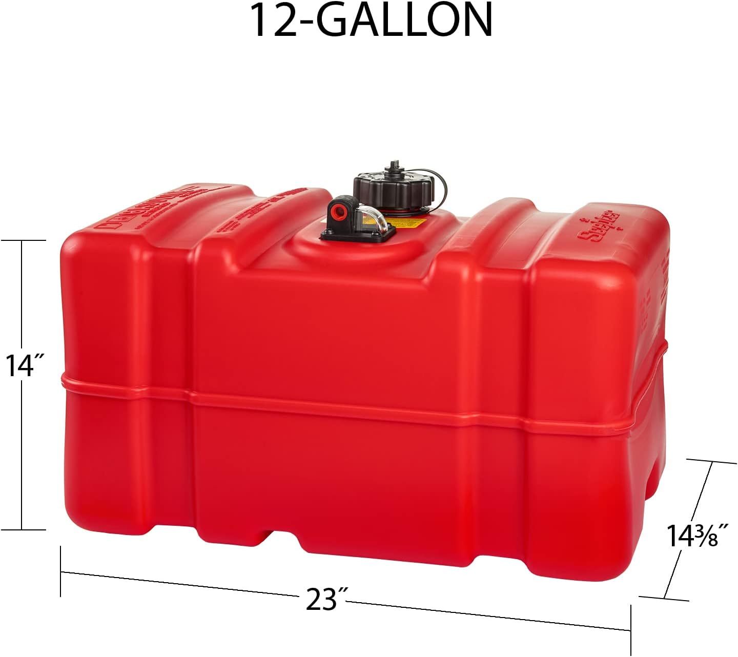 Scepter 12 Gallon Portable Marine Gas Can, Large Capacity Boat Fuel Tank, 2-Way Vented Cap, Built-In Fuel Gauge & Pick-Up, Handles, EPA & CARB Compliant, Tall Profile, 22.9"L x 14.3"W x 13.9"H (08668) - Image 4