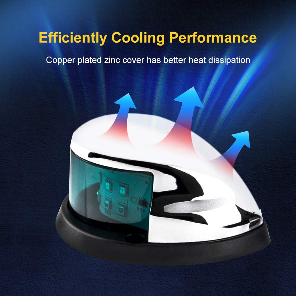 Boat Navigation Light Red and Green LED Marine Navigation Boat Bow Light for Pontoon and Small Boat (Silver) - Image 3