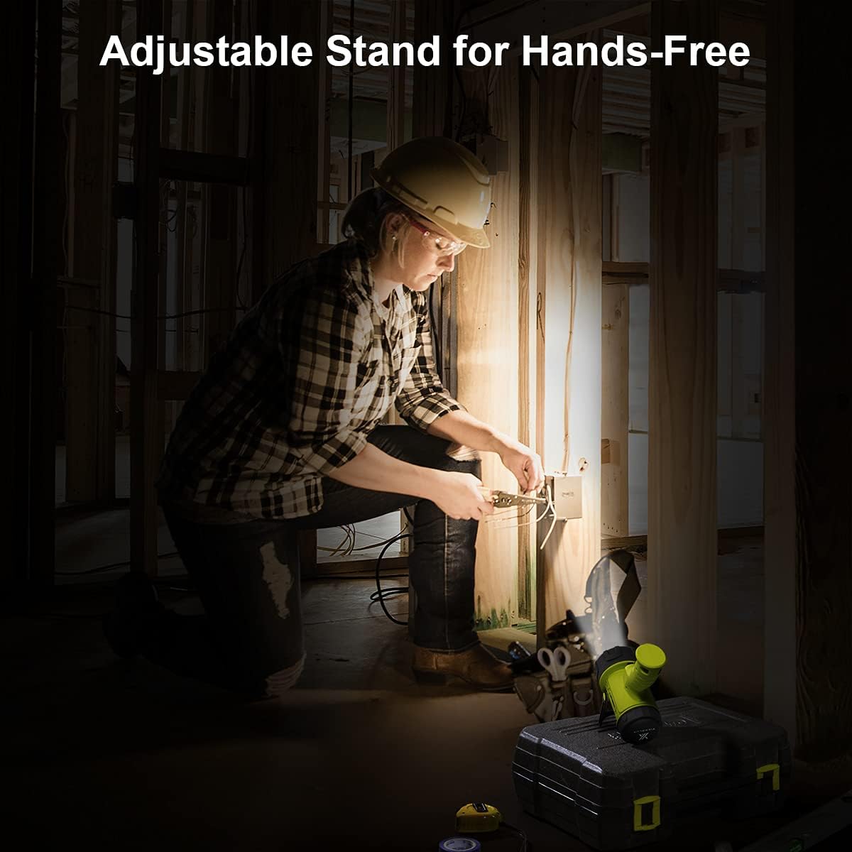 YIERBLUE Rechargeable Spotlight Flashlight with 2000,000 High Lumen LED, IP67 Waterproof Long Running Spot Light searchlight, Impact Resistant Handheld Spotlight with Foldable Stand and Red Lens - Image 4