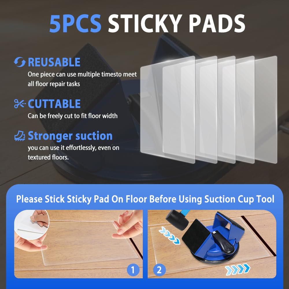 Heavy Duty Floor Gap Fixer Tool – Professional Flooring Repair with 45° Striking Surface, Enhanced Suction Cup & 5 Extra Sticky Pads for Laminate, Vinyl, Wood - Image 2