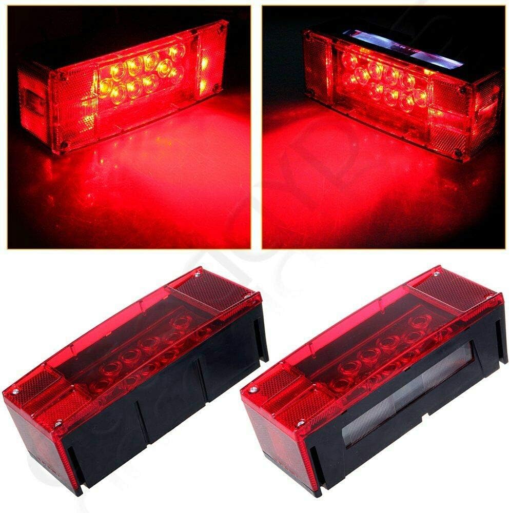 Left+Right/over 12 LED super diodes for each light/AUTO 2PCS 12V LED Submersible Low Profile Rectangular Trailer Lights, Tail Stop Turn Running Lights Kit, Sealed for Boat Truck Marine - Image 6