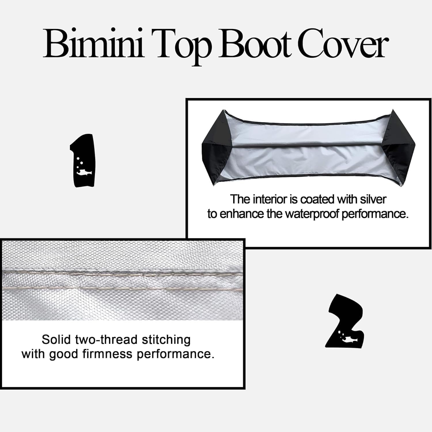 Heavy Duty Bimini Top Boot for 3–4 Bow Boats, 600D Marine Canvas Storage Boot with Navigation Light Opening, Fits 68"–88" Beam, UV Resistant Boat Cover for Pontoon & Fishing Boats - Image 3