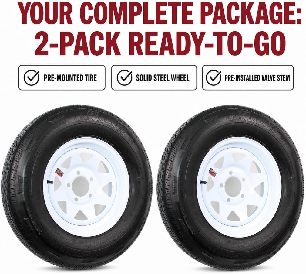 eCustomrim 2-Pack Radial Trailer Tire Rim ST205/75R14 14 Inch Load Range D 5 Lug On 4.5 Center White Wheel - 6 Year Warranty w/Roadside - Image 6