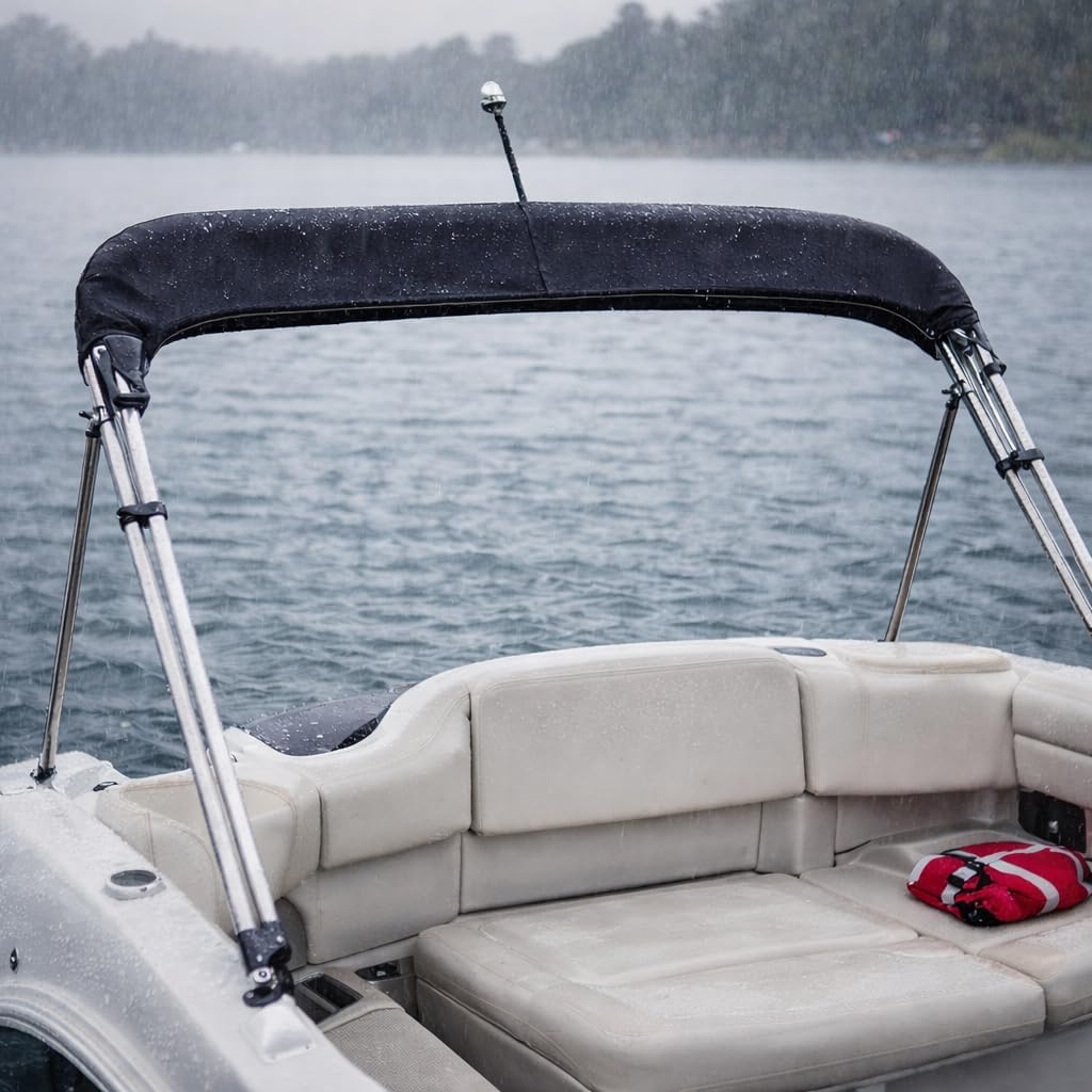 Heavy Duty Bimini Top Boot for 3–4 Bow Boats, 600D Marine Canvas Storage Boot with Navigation Light Opening, Fits 68"–88" Beam, UV Resistant Boat Cover for Pontoon & Fishing Boats - Image 6