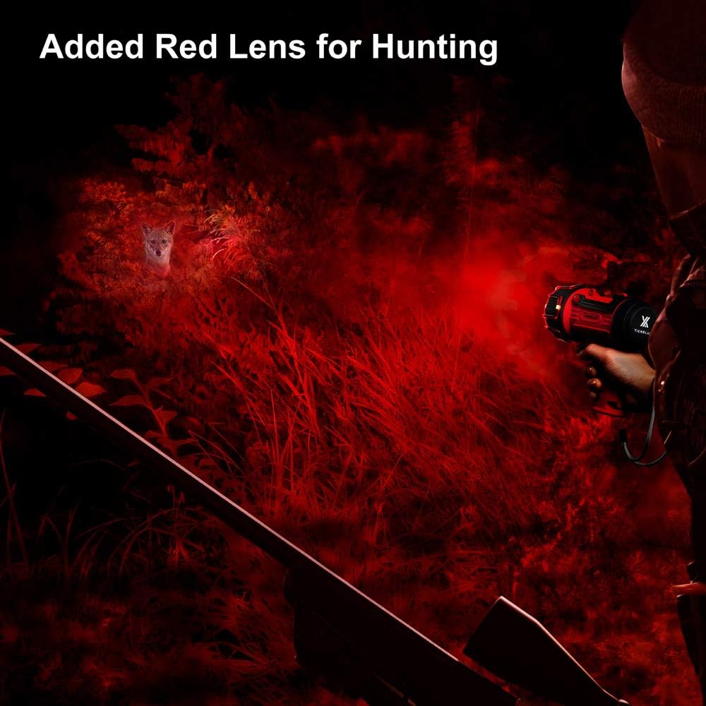 YIERBLUE Rechargeable Spotlight Flashlight with 2000,000 High Lumen LED, IP67 Waterproof Long Running Spot Light searchlight, Impact Resistant Handheld Spotlight with Foldable Stand and Red Lens - Image 5