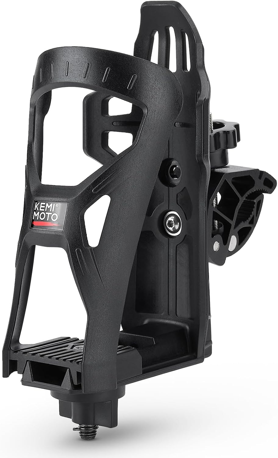 KEMIMOTO Upgraded Motorcycle Cup Holder 3.5" Adjustable Bike Bottle Holder | Universal 0.6”-1.56” Bar Fit, 12-28oz Metal Clamp, Shatterproof, for ATV Motorcycle Scooter Walker Bike Golf Cart (1)