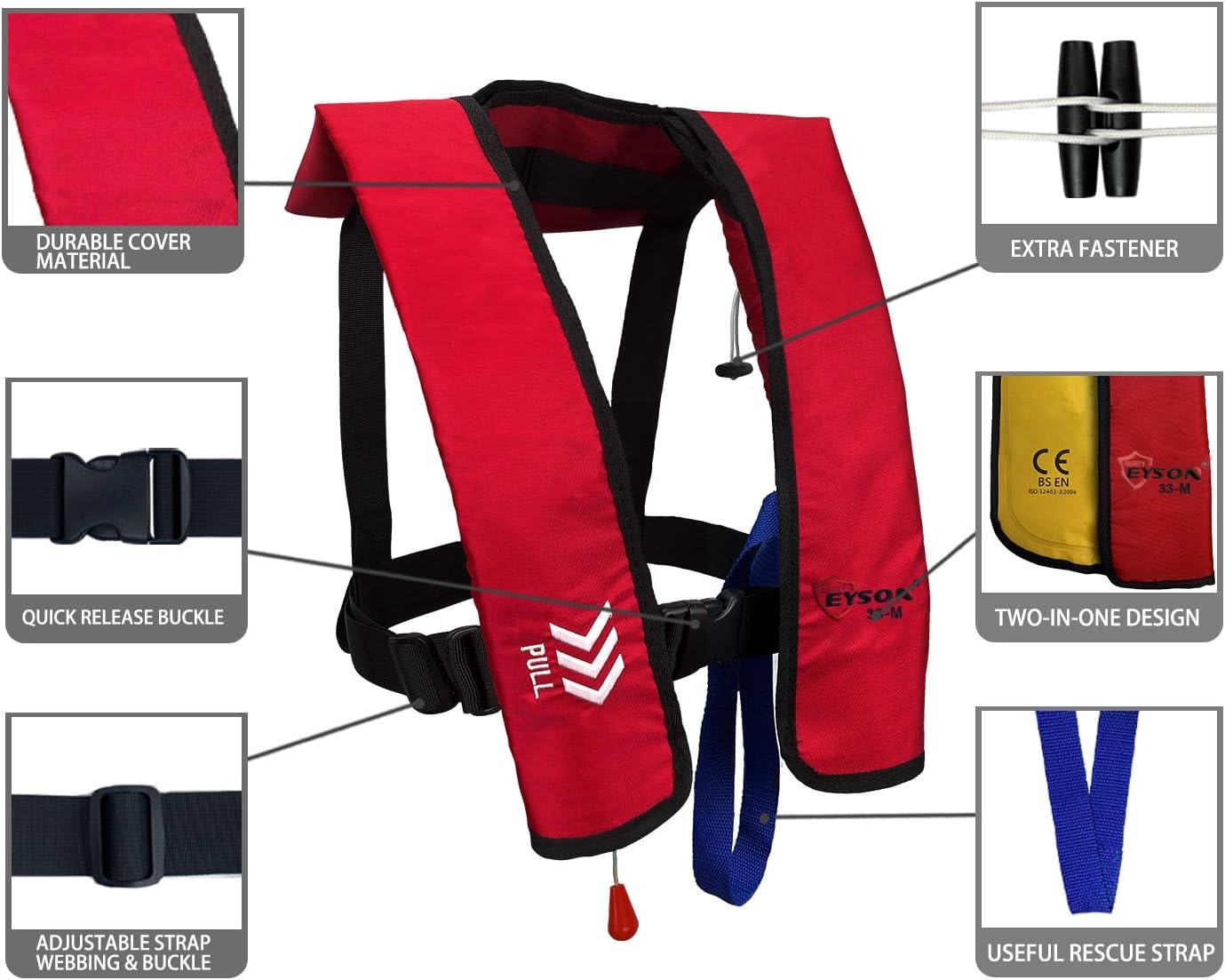 Eyson Inflatable Life Jacket Inflatable Life Vest for Adult Classic Manual - Image 4