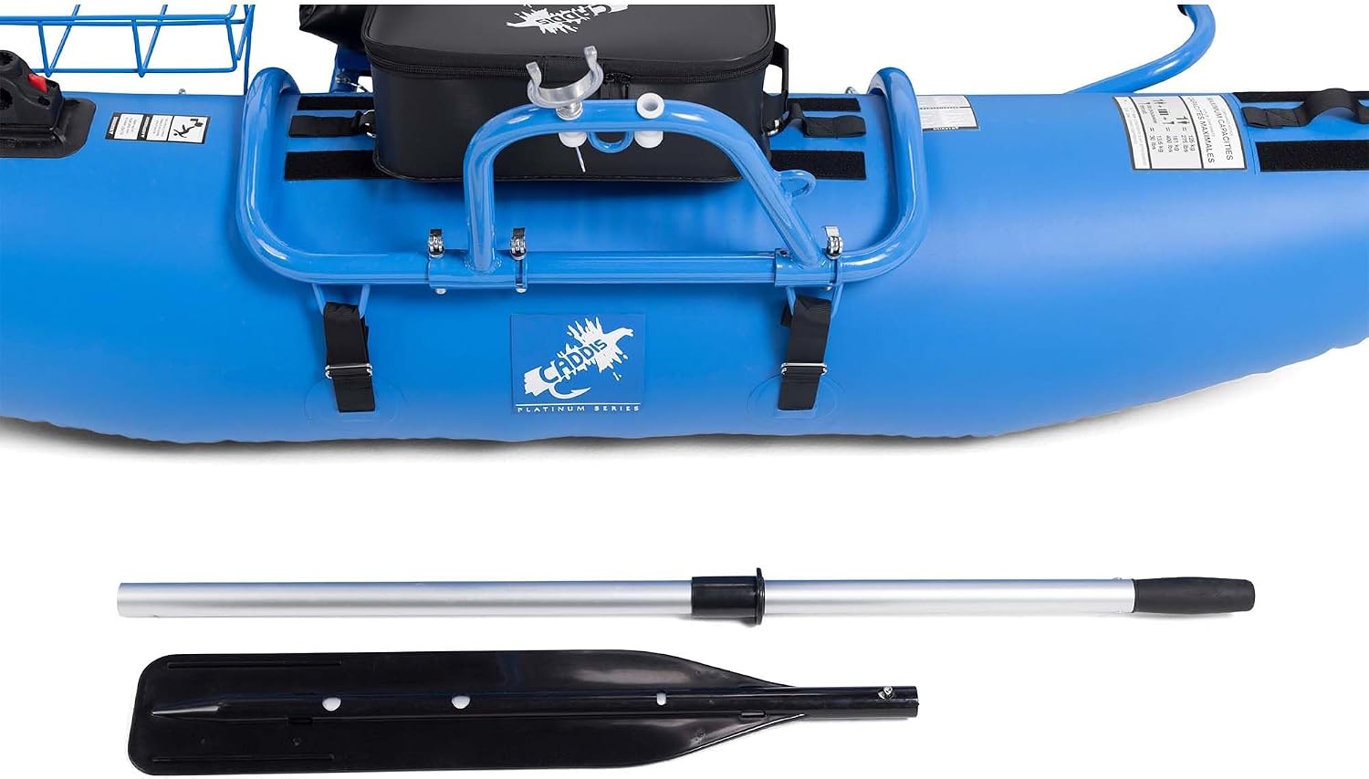 CADDIS Full Frame Pontoon Fishing Boat Made with Steel/Aluminum for 1 Person – 8/9 Foot Options, Lightweight with Motor Mount, Collapsible Frame and Reinforced Bladderless PVC Pontoons - Image 5