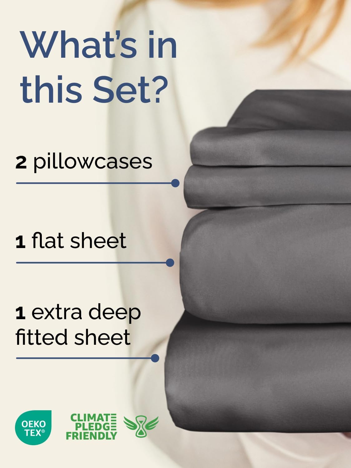 Extra Deep King Sheet Set - 4 Piece Breathable & Cooling Bed Sheets - Easily Fits 18 to 24 inch Mattress - Ultra Soft, Wrinkle & Fade Free with Extra Deep Pockets - Hotel Luxury Bedding - Dark Grey - Image 2