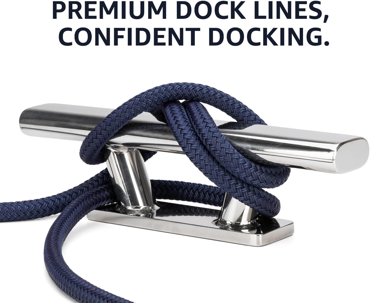 Double Braid 1/2" x 15' Boat Dock Lines (4-Pack) – Nylon Boat Ropes for Docking with 12" Spliced Eye – Heavy Duty Marine Rope – Soft & Durable Boat Lines for Pontoon and Light Boat (Navy Blue) - Image 7