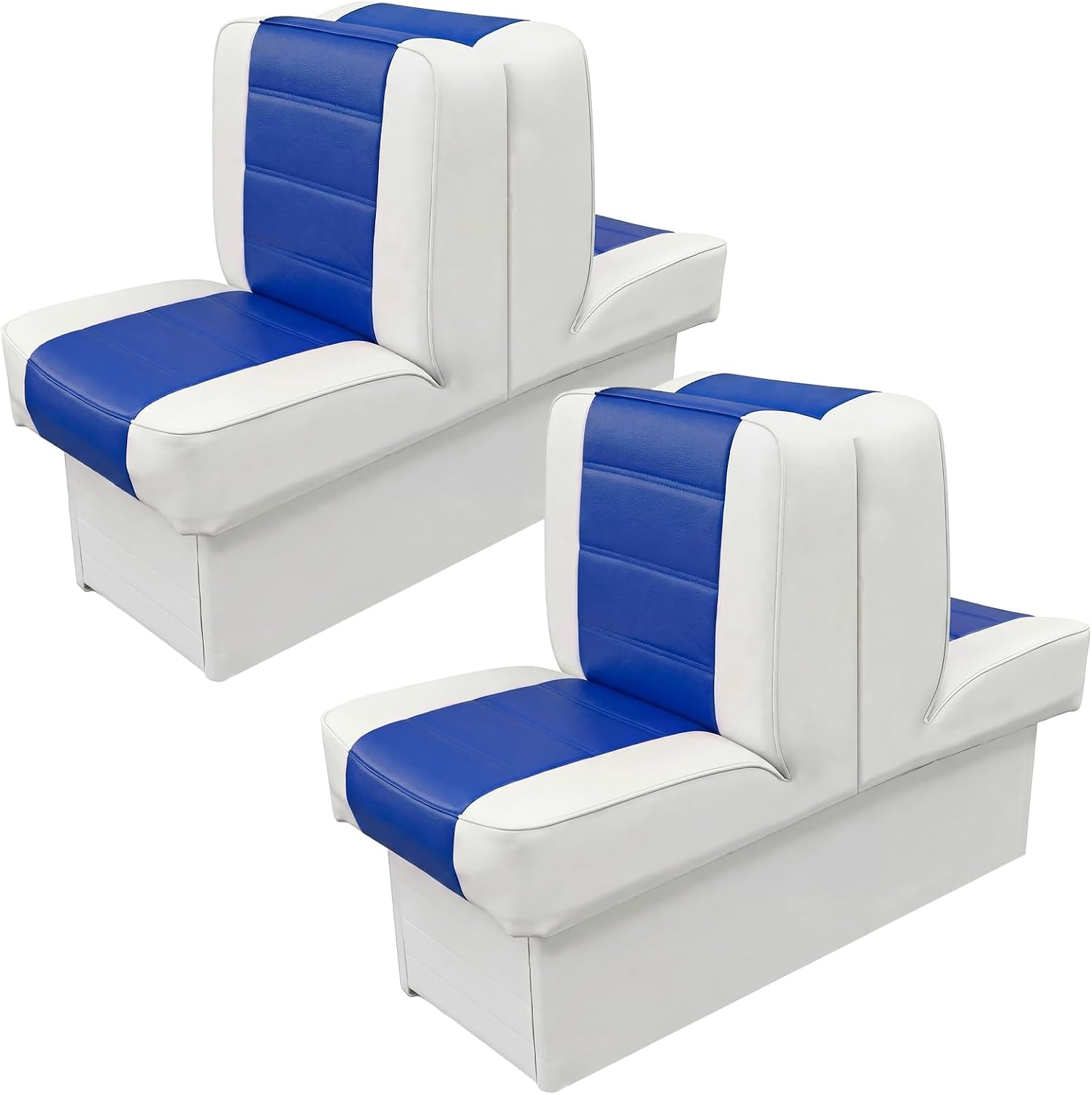 1 Set Back to Back Boat Seat Covers Replacement Boat Lounge Seat Covers Waterproof Polyvinyl Chloride for Protector Boats Seats Deluxe Back-to-Back Lounge Seats Cover (Blue White)