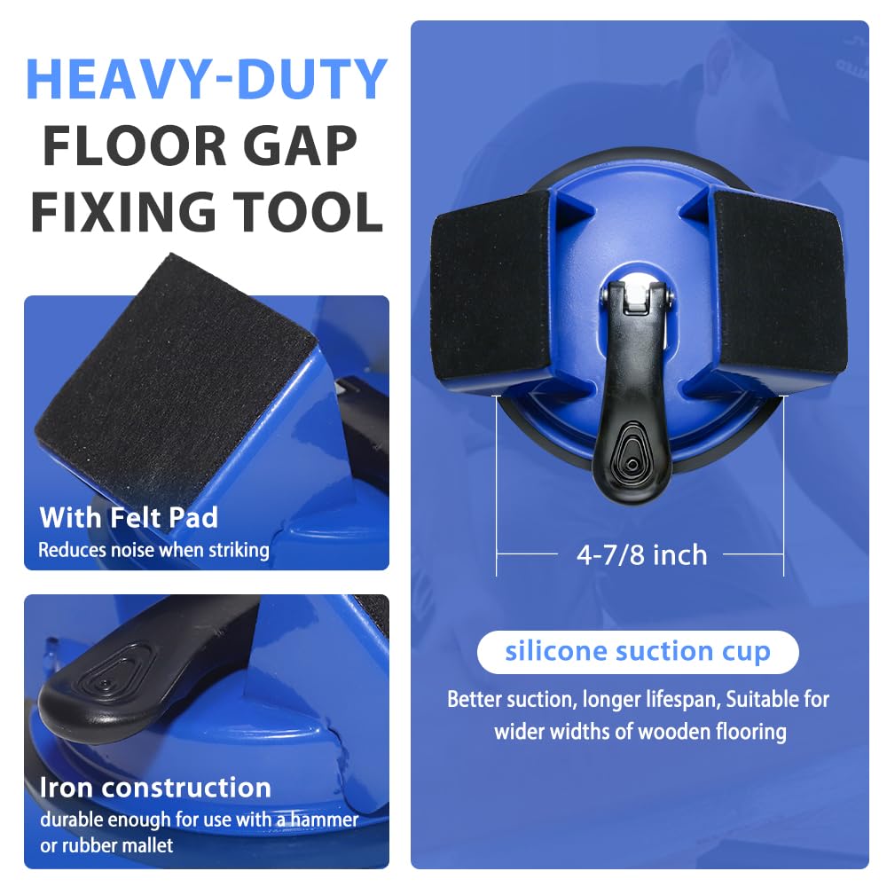 Heavy Duty Floor Gap Fixer Tool – Professional Flooring Repair with 45° Striking Surface, Enhanced Suction Cup & 5 Extra Sticky Pads for Laminate, Vinyl, Wood - Image 5