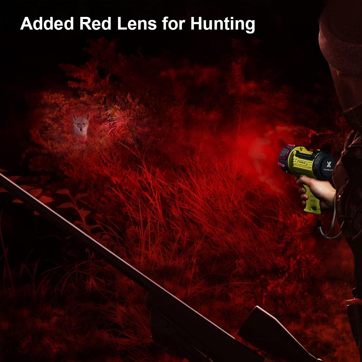 YIERBLUE Rechargeable Spotlight Flashlight with 2000,000 High Lumen LED, IP67 Waterproof Long Running Spot Light searchlight, Impact Resistant Handheld Spotlight with Foldable Stand and Red Lens - Image 5