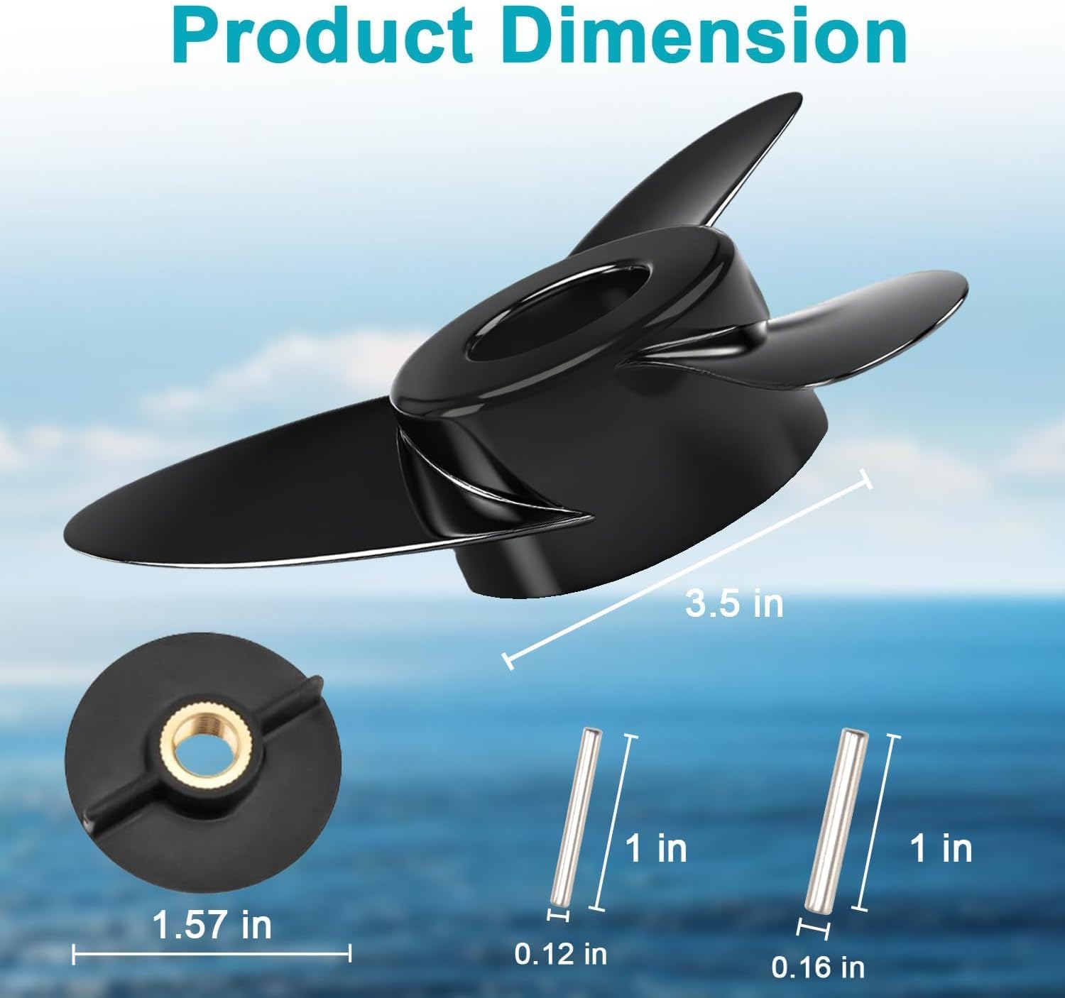 3-Blade Trolling Motor Propeller Compatible with Motorguide Machete III Trolling Motor - 3.5" Hub Small Boat Shallow-Water Replacement Drill Power - Image 2
