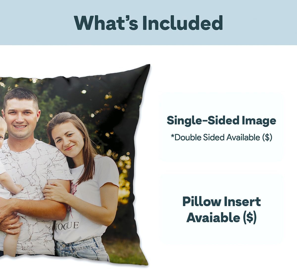 Fabric Textile Products Custom Pillow - USA Made - Personalized Pillows with Pictures or Text - Throw Pillow - Personalized Gift - Grandparent & Couples Gifts - Pet Pillow - Kids Pillows (16"x16") - Image 6