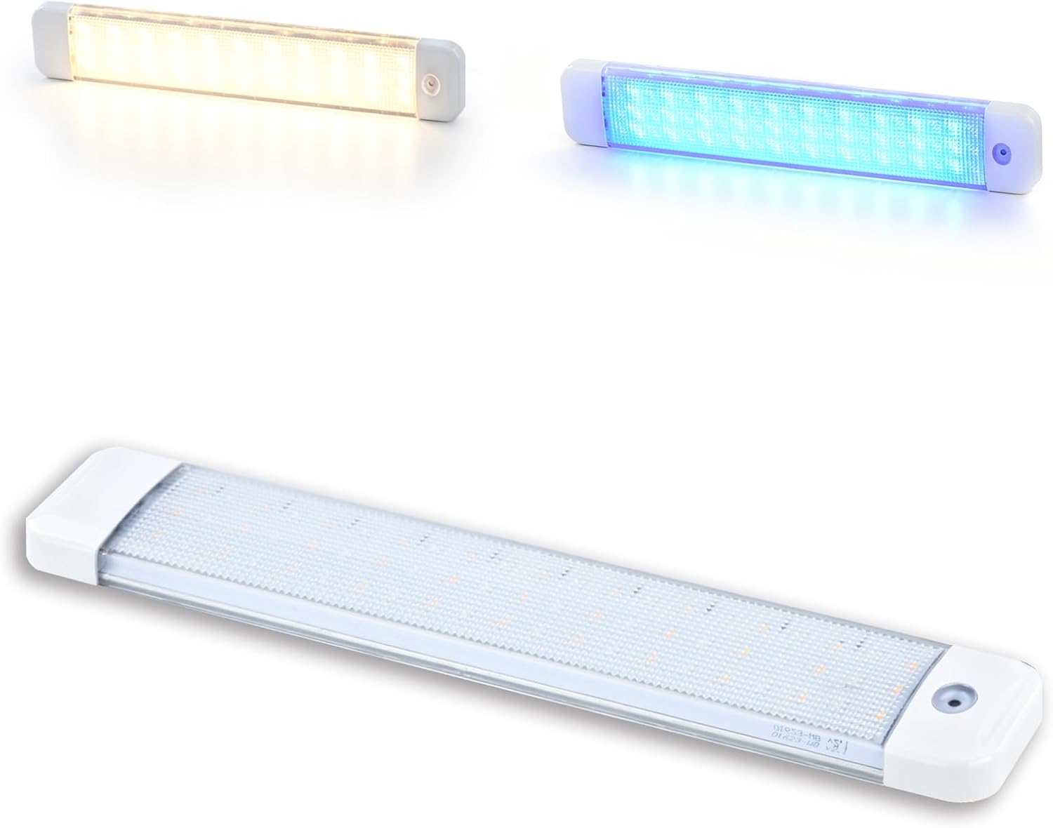 Marine LED light, 63 LED chips, dual-color (warm white and blue), 10–30V, interior light with touch switch, 760-lumen ultra-bright waterproof light, suitable for Ship yacht cabins , surface-mount