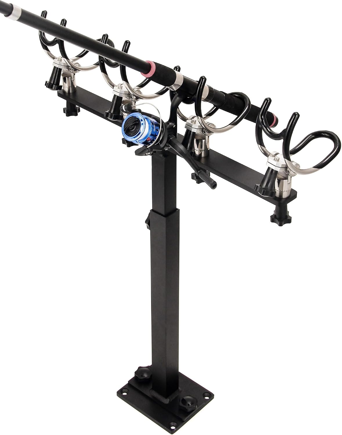 Premium Aluminum Boat Rod Holder - 360° Rotating Fishing Rack for 4 Rods, Adjustable Height (16-30 Inches), Saltwater/Freshwater Compatible with Quick-Release Anti-Trip Mount - Image 6
