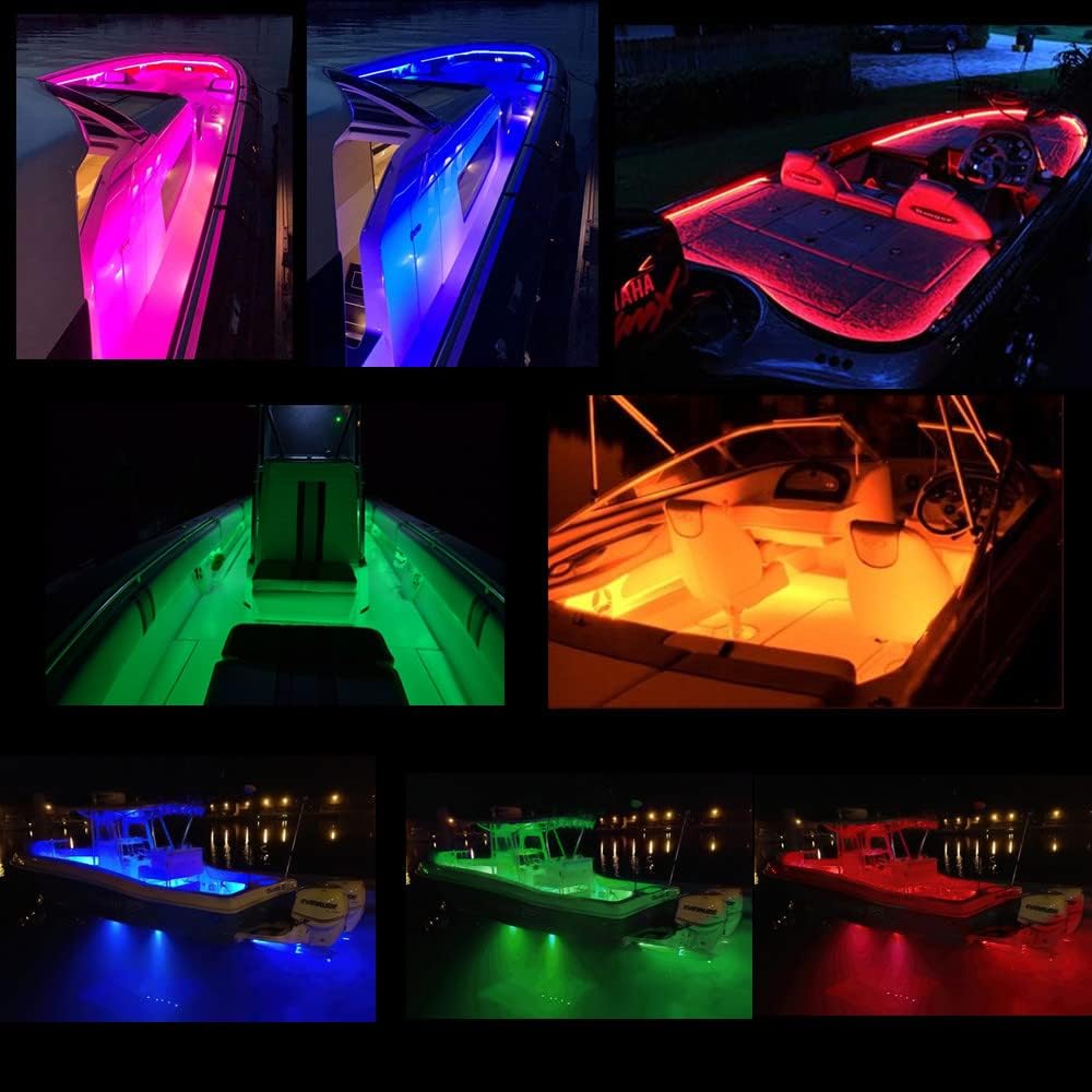 LED Boat Strip Lights, 12v 40FT Multi-Color Marine Pontoon Led Lights, Waterproof Boat Interior Light, Boats Deck Gunnel Hull Trailer Courtesy Light Strip, Night Fishing Lighting for Bass Jon Yacht - Image 2