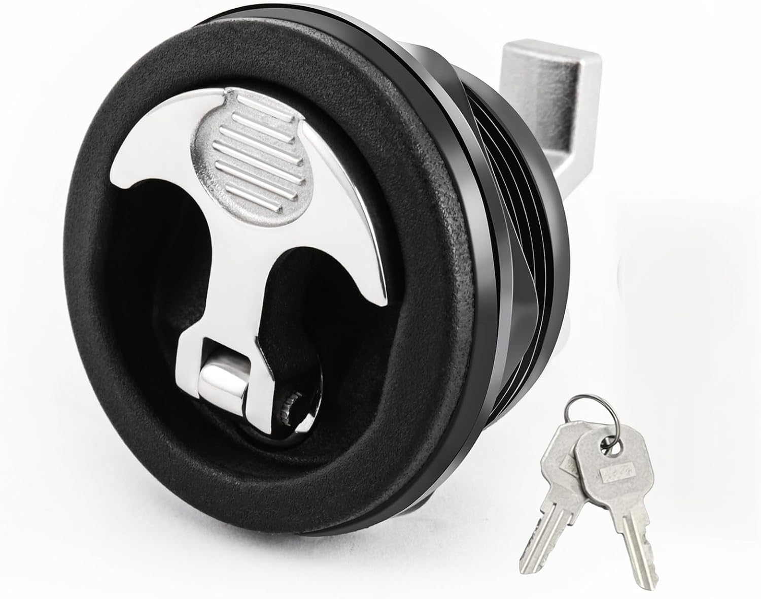 T-Handle Boat Hatch Latch Lock with Keys - Flush Mount Marine Cam Latch Replacement, Anti-Corrosion Stainless Stells & Marine Grade Nylon, Hardware for Boat Deck, RV Compartment (Black)