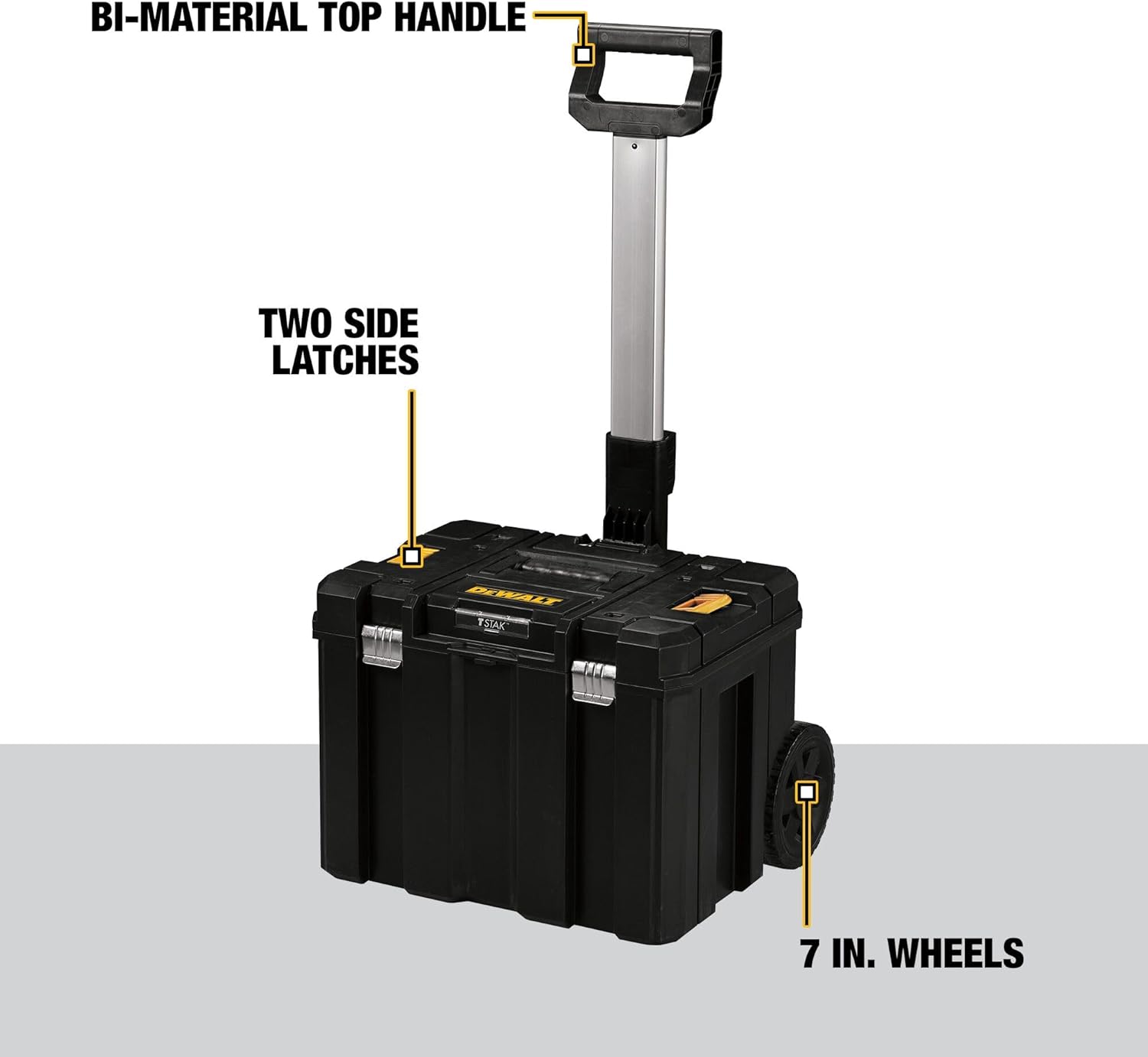 DEWALT Tool Box with Wheels Modular, Large Rolling Tool Box With Telescopic Handle, Portable Carrier Deep Stackable TSTAK Storage (DWST17820) - Image 5