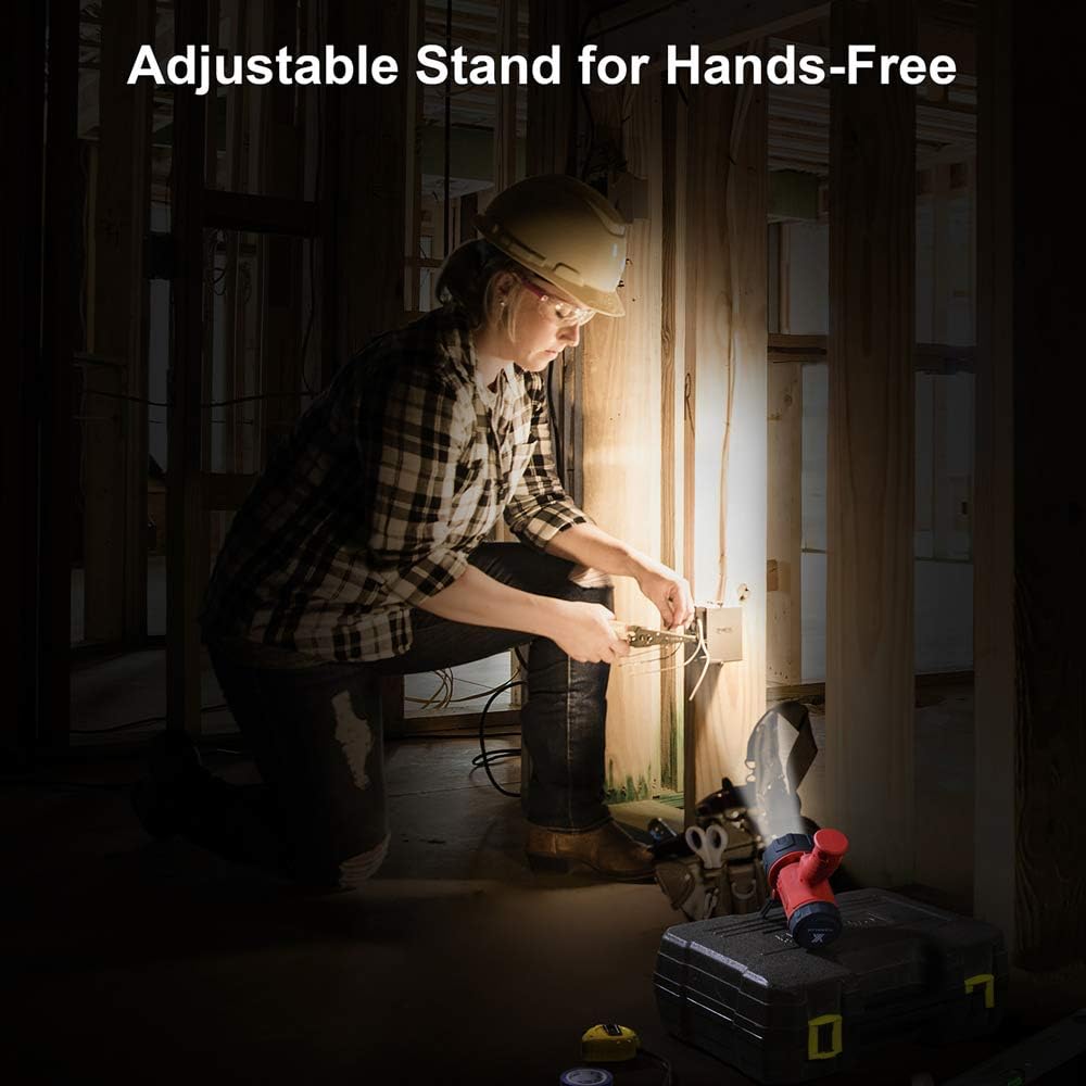 YIERBLUE Rechargeable Spotlight Flashlight with 2000,000 High Lumen LED, IP67 Waterproof Long Running Spot Light searchlight, Impact Resistant Handheld Spotlight with Foldable Stand and Red Lens - Image 4