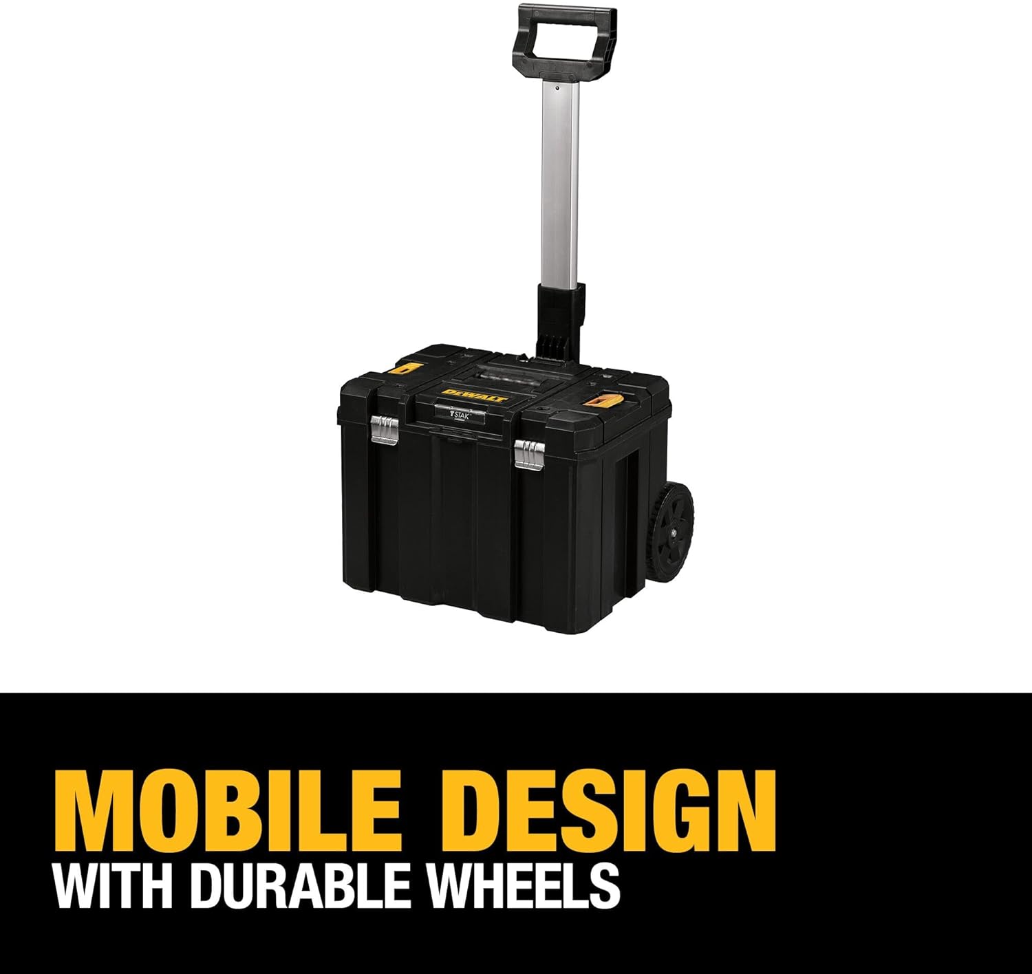 DEWALT Tool Box with Wheels Modular, Large Rolling Tool Box With Telescopic Handle, Portable Carrier Deep Stackable TSTAK Storage (DWST17820) - Image 6