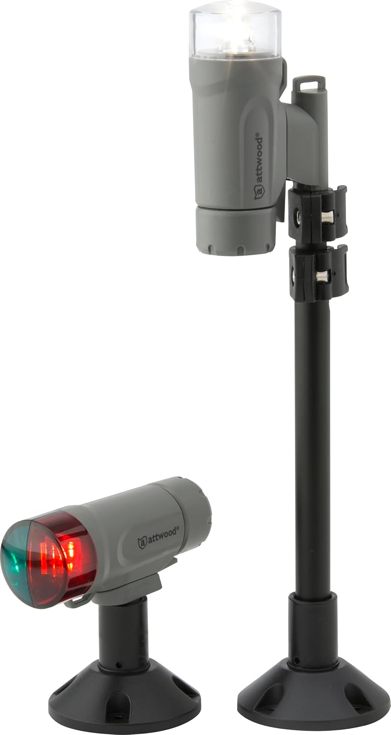 attwood 14190-7 Water-Resistant Portable Clamp-On LED Light Kit with Marine Gray Finish - Image 2