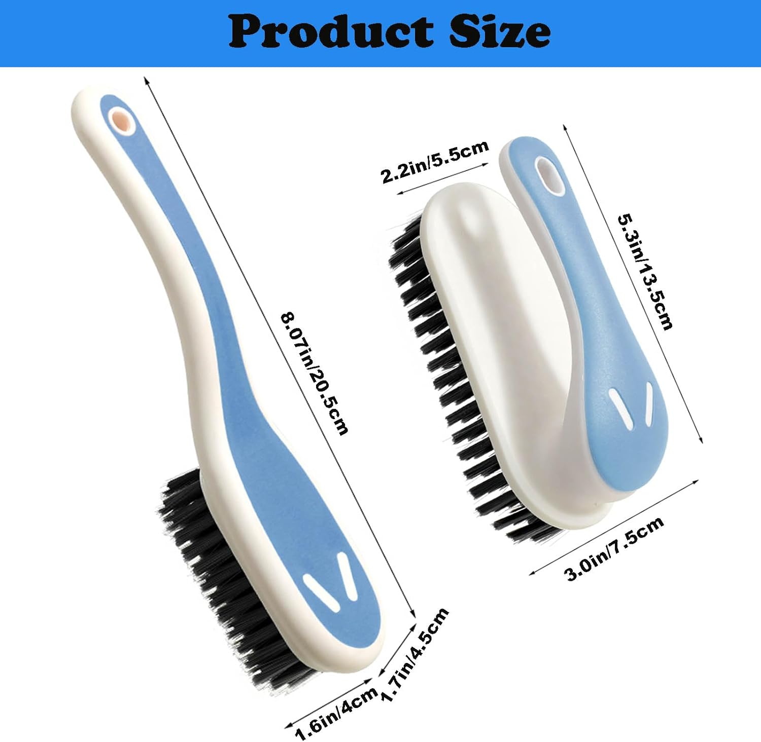 Soft Bristle Scrub Cleaning Brush Stain Remover Brush Fabric Cleaning Brush Laundry Brush Small Scrub Brush Cleaner Household Cleaning Brushes for Carpet, Clothes, Bathroom,Sneaker-2 Pack (Blue) - Image 2