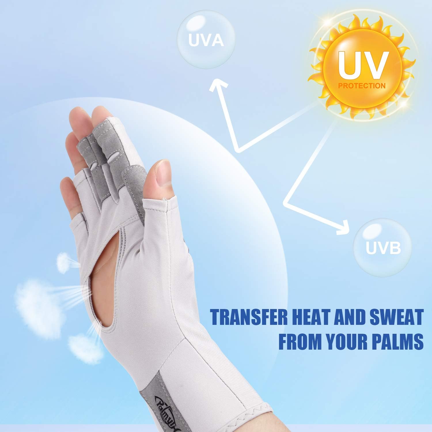 Palmyth UV Protection Fishing Fingerless Gloves UPF50+ Sun Gloves Men Women for Kayaking, Hiking, Paddling, Driving, Canoeing, Rowing - Image 2