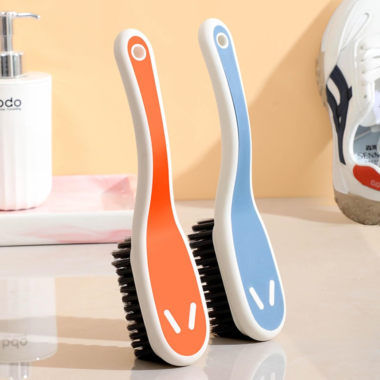 Soft Bristle Scrub Cleaning Brush Stain Remover Brush Fabric Cleaning Brush Laundry Brush Small Scrub Brush Cleaner Household Cleaning Brushes for Carpet, Clothes, Bathroom,Sneaker-2 Pack (Blue) - Image 4