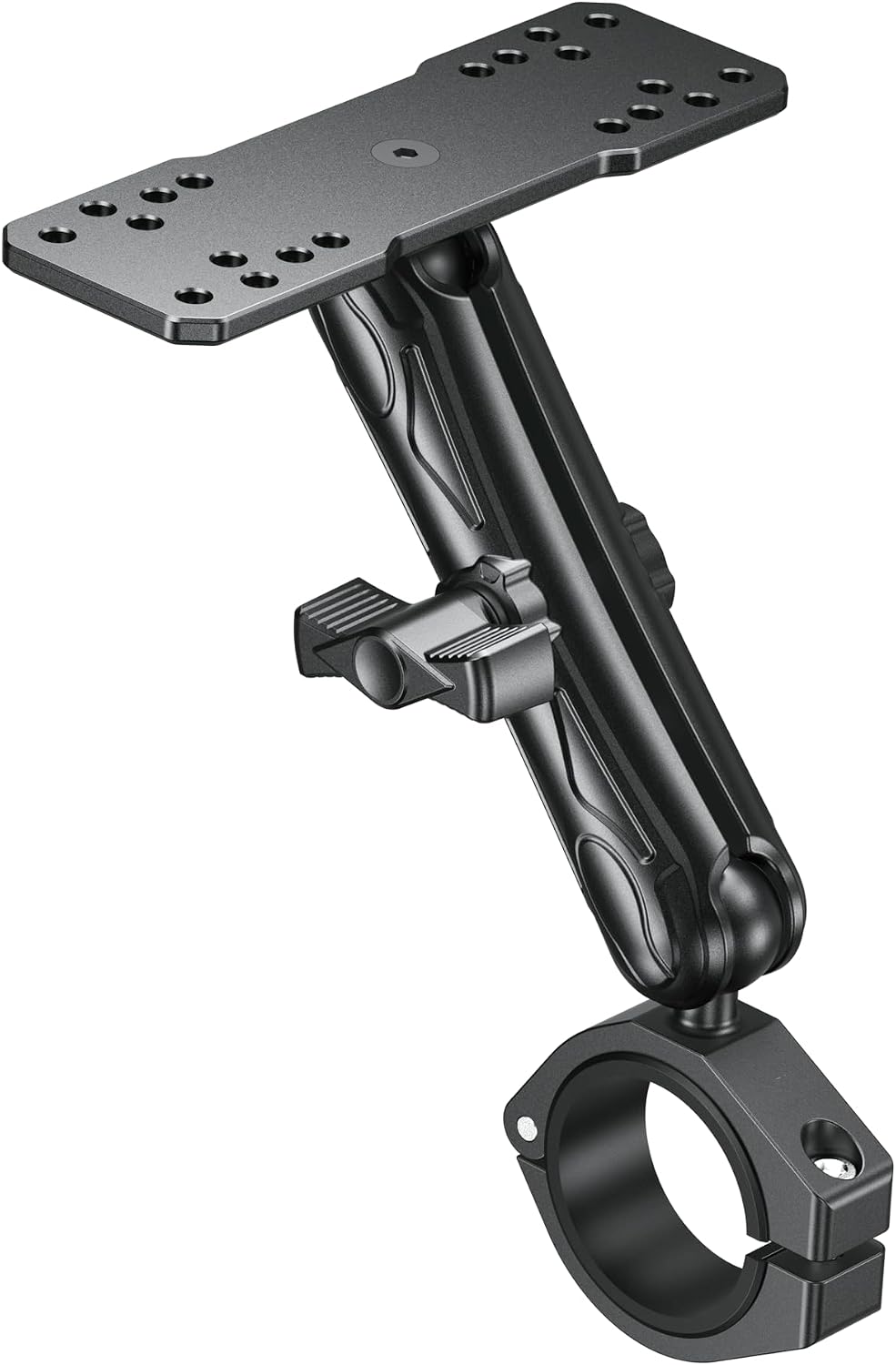 VAZESWIN Aluminum Alloy 1" Ball Fish Finder Mount, 5.9" Long Arm Marine Electronic Mount with Bar Clamp Base, Fit 1.5" 1.65" 1.75" 1.85" 2" Round Rail, for Garmin, Lowrance, Humminbird, Raymarine