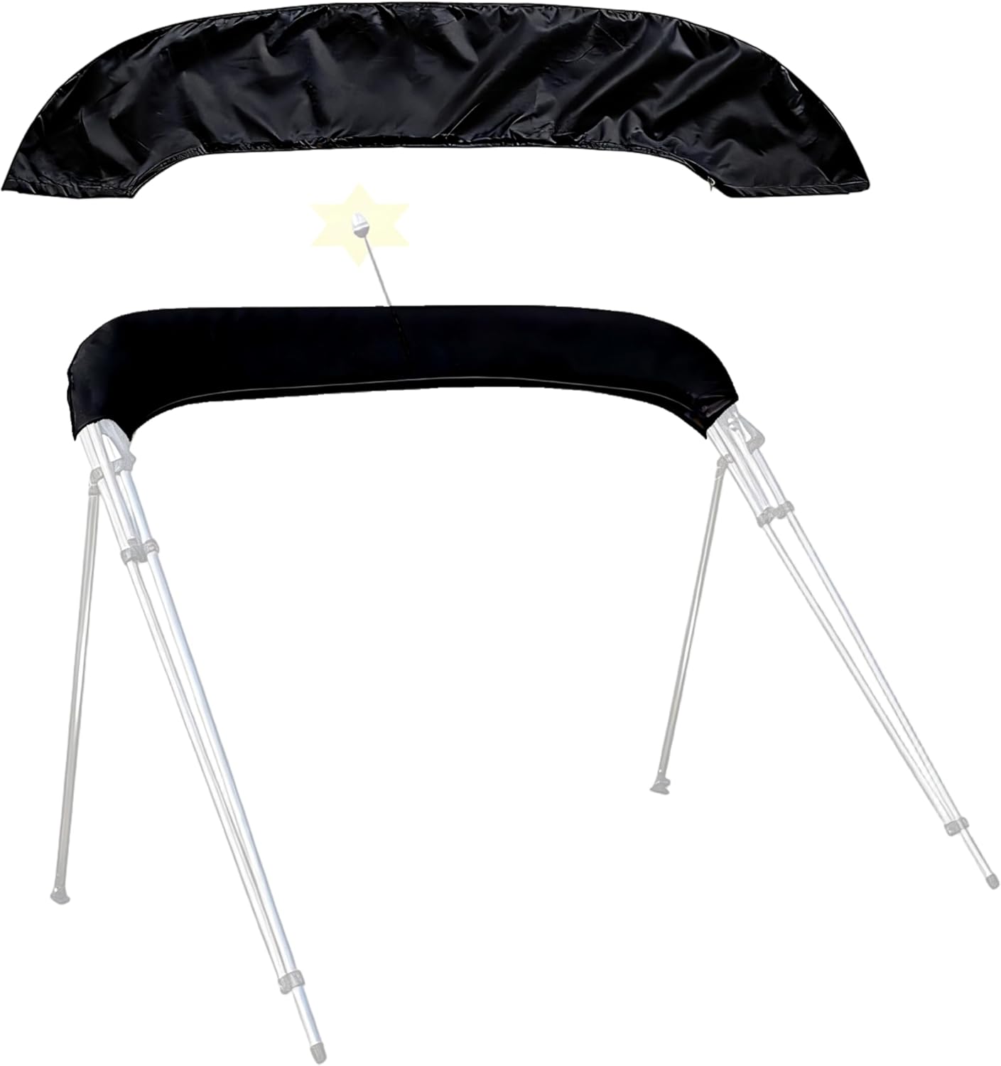 Heavy Duty Bimini Top Boot for 3–4 Bow Boats, 600D Marine Canvas Storage Boot with Navigation Light Opening, Fits 68"–88" Beam, UV Resistant Boat Cover for Pontoon & Fishing Boats